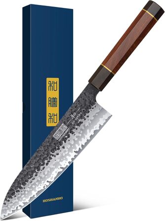 Професійний кухонний ніж HOSHANHO Gyuto з високовуглецевої сталі, надгостре японське шеф-лезо з руків'ям з палісандра