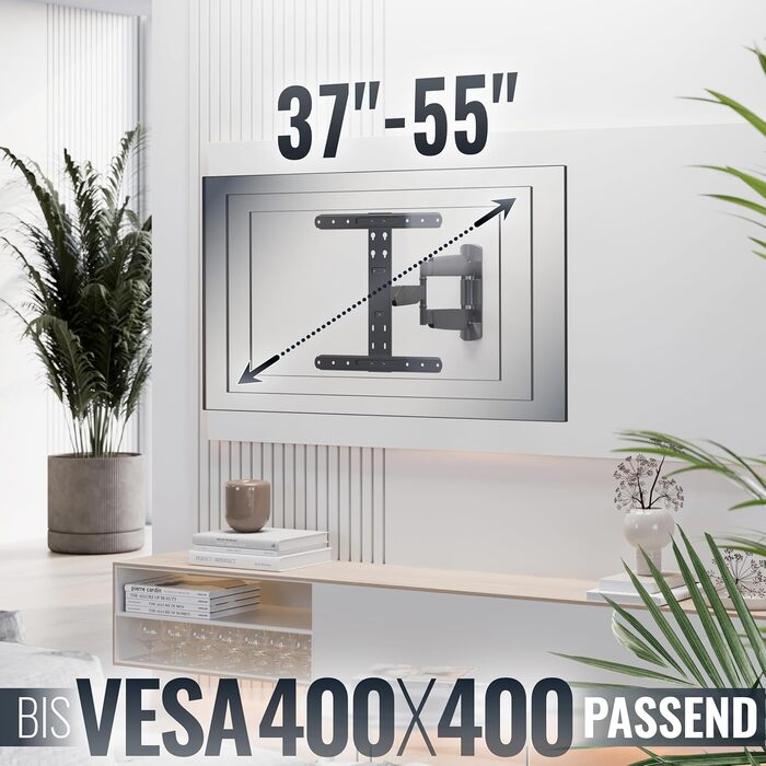 Настінний кріплення для телевізора RICOO S9544: поворотний, нахильний, універсальний, 40-65 дюймів, VESA 400x400, до 45 кг