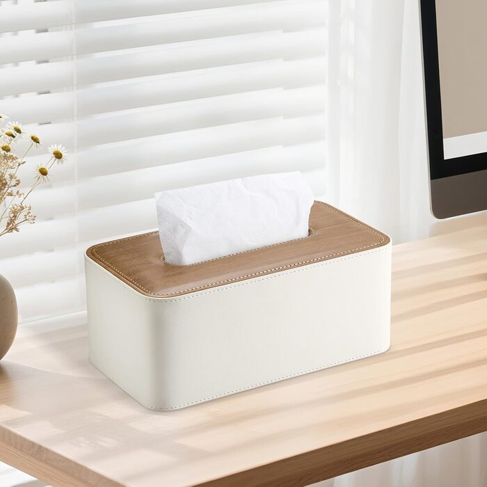 Стильна коробка для серветок з PU шкіри KingFOM - для офісу, авто, дому (C-Бежевий)