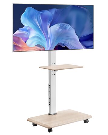 Підставка для телевізора VEVOR на роликах, регульована по висоті, поворотна (25°), з полицею, для телевізорів 81-178 см (до 40 кг), для спальні/вітальні