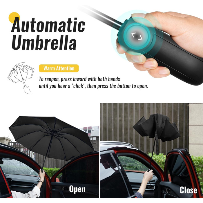 Чоловічий складаний парасолька Conlun Kompakter, штормостійкий, автоматичний, чорний (117 см)