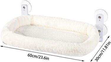 Крісло-гамак для котів на вікно 60x30 см, розкладне, сірий (білий, 30x60 см), до 18 кг