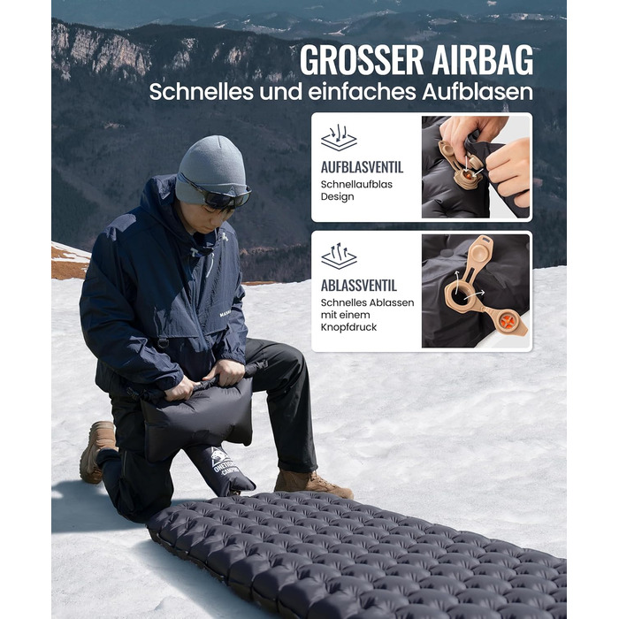 Каремат надувний OneTigris NOBLEJADE 10 см для кемпінгу, туризму, автомобіля (R-7.3) з помпою