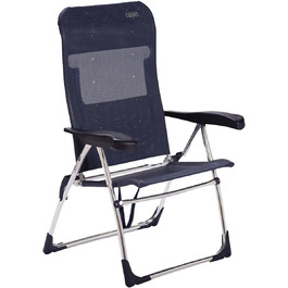 Скляна крісло-шезлонг Crespo для пляжу з алюмінієвим каркасом та сидінням з мультифібри. Колір: блакитний