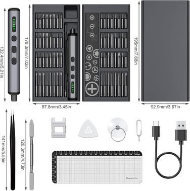 Набір мініатюрних електричних викруток 72 в 1 - прецизійний акумуляторний набір для ремонту окулярів, годинників, телефонів, ноутбуків