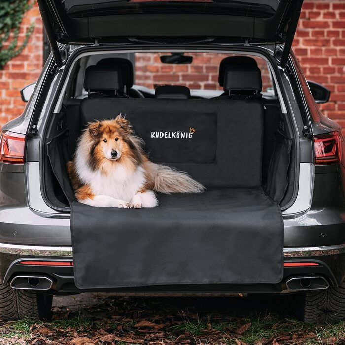 Захист для багажника автомобіля від бруду та подряпин для собак Rudelkönig - Водовідштовхувальна та зносостійка підстилка з кишенею - Універсальний килимок для багажника для собак (Чорний, Базовий)