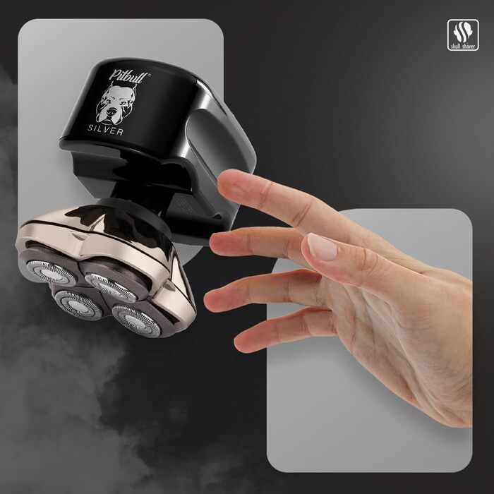 Електричний чоловічий голковий стайлер Skull Shaver Pitbull Silver PRO SX5 для обличчя та голови; ідеальний подарунок