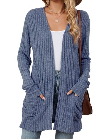 Жіночий кардиган Strickjacken Eegant з кишенями, м'який трикотаж, блакитний, розмір XXL