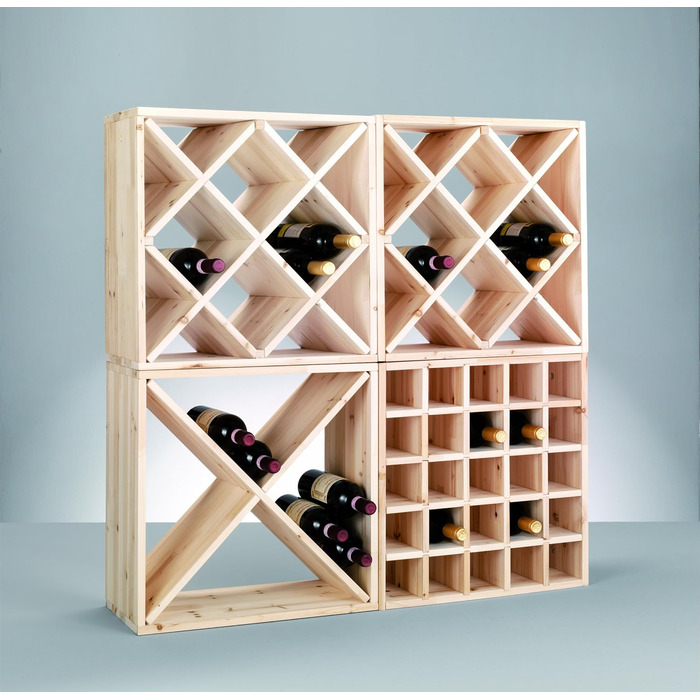 Zeller 13170 Wine Rack, Natural Wood, Cross Design, approx. 52 x 25 x 52 cm, Natural