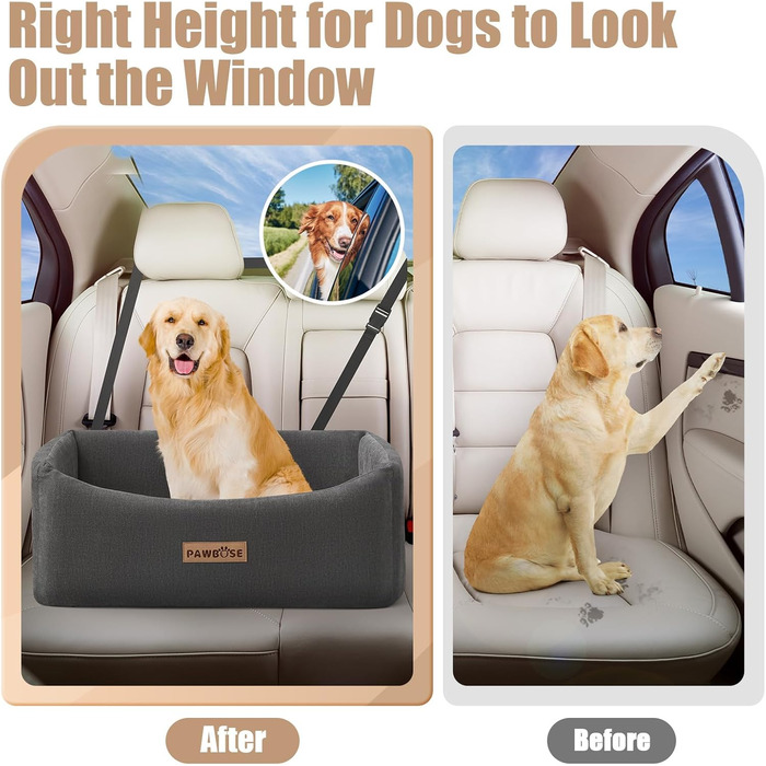 Автокрісло для собак середніх порід до 15 кг з ременем безпеки, знімне та миється (сірий)