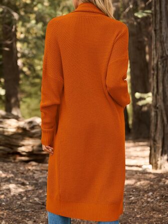 Жіноча в'язана кардиган LILLUSORY, великий розмір, відкритий спереду, зимовий, оранжево-червоний (Sunset Chevron)