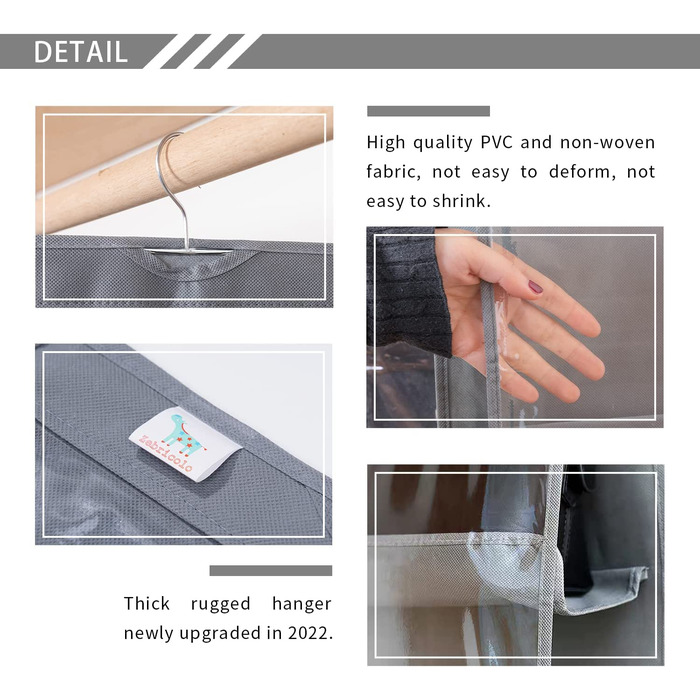 zebricolo 2 Pieces, storage handbags, large, bag storage, space-saving, handbag organizer, grey, handbag storage 2 PCS Storage Handbags-8 Pockets-grey