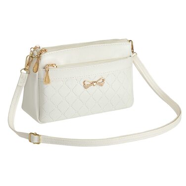 Сумка жіноча через плече біла з тисненням, легка PU шкіра, елегантна сумка-месенджер