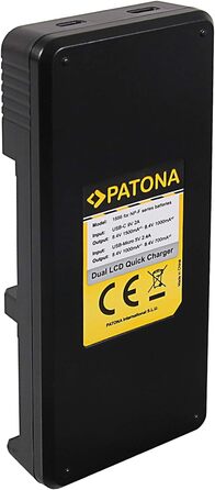 Зарядний пристрій Patona Dual LCD для акумуляторів Sony NP-F970/F750/F550/FM500H/FM50/QM71/91 – одночасний заряд 2-х акумуляторів через USB для відеокамер, світла та моніторів NP-F
