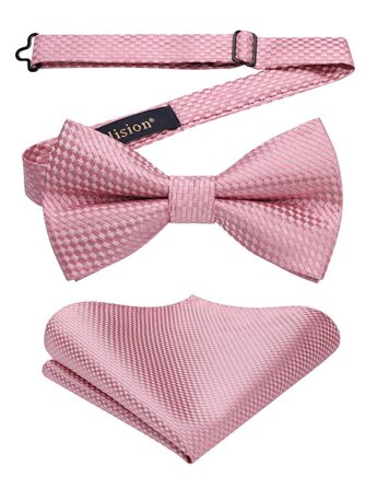 Краватка-метелик чоловіча Enlision з кишеньковим хустинкою - Комплект краваток для весілля, пов'язування, костюма, з подарунковою коробкою (Рожевий 2)