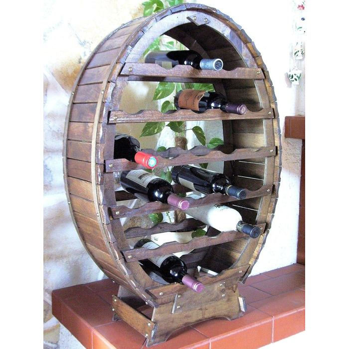 DanDiBo Wine Rack Barrel for 24 Bottles, Brown Stained, Bar Bottle Stand Barrel Bottle Holder Bottle Shelf