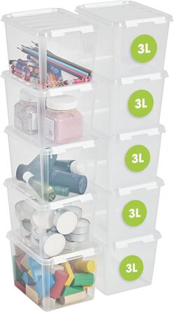 SmartStore - 10x Storage Box with Lid Classic 2L (21x17x11cm) | Stackable Box with Lid | Food-Safe Plastic Box | Plastic Box with Lid & Reinforced Corners | 10-Year Warranty (3.0l)