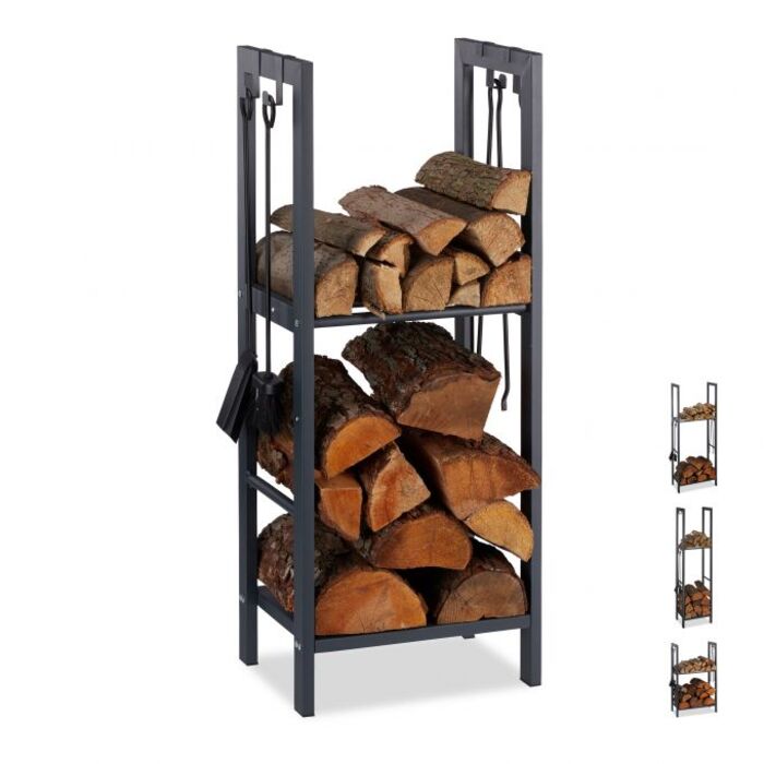 Relaxdays Firewood Rack with 2 Shelves