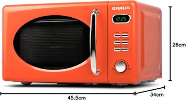 Мікрохвильова піч G3 Ferrari Sapormio Vintage, 1150 Вт, 20 л, 8 програм, оранжева