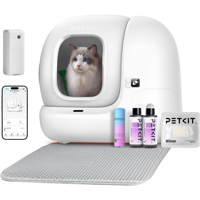 PETKIT Pura Max 2 - автоматичний самоочисний лоток для котів, 76л, з функцією контролю через додаток, для кількох котів, з дезодорантом
