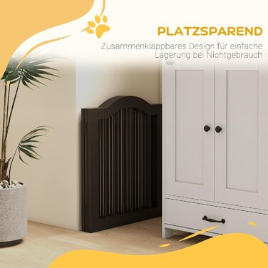 Захисний бар'єр для собак PawHut 5-секційний, 261,5 x 61 см, розкладний, з дверцятами, білий