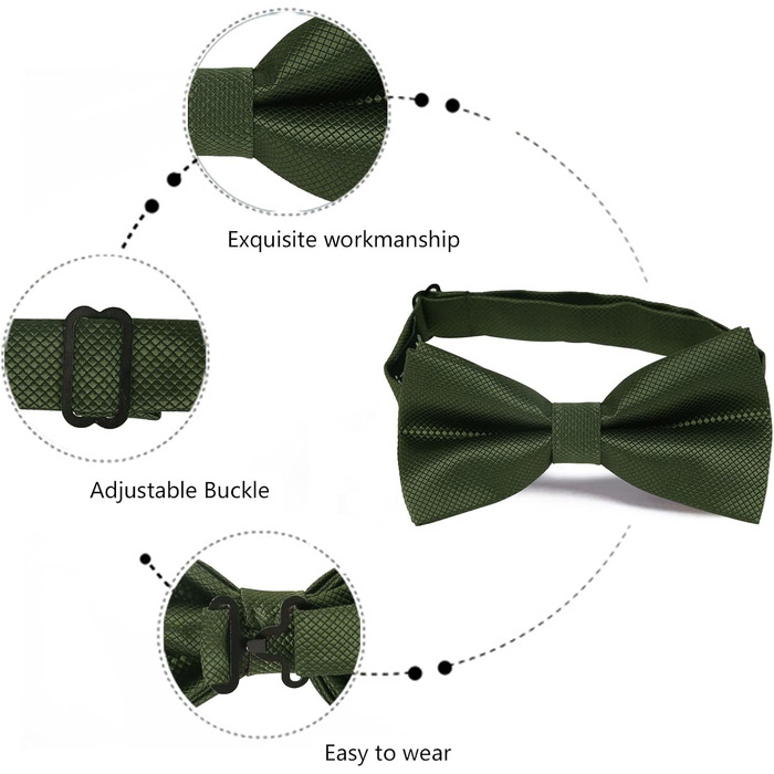 Набір краватка-метелик, запонки та хустинка Alizeal для чоловіків, оливковий колір