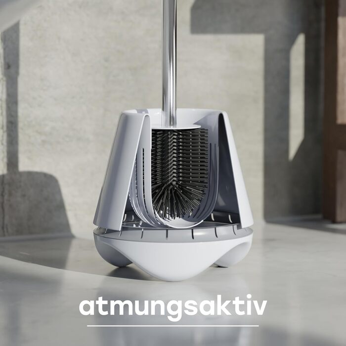 SAVEGA® Оригінальна силіконова щітка для унітазу - набір з тримачем - антибактеріальна, сіра, кругла