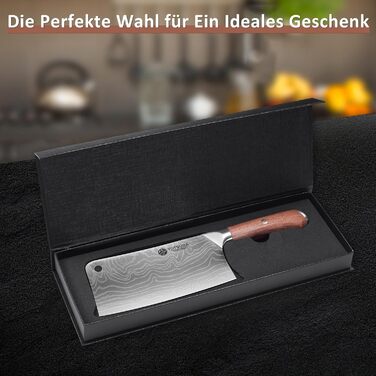 Кухонний ніж YOTSUBA Hackmesser 18 см: професійний кухонний тесак для м'яса та овочів з ергономічною ручкою Pakkawood