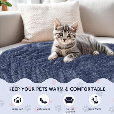 6 шт. М'які ковдри для собак та котів BVAGSS, 60 x 40 см, фліс, фланель, блакитні колоски