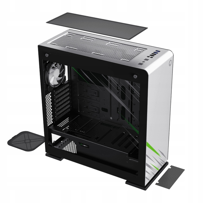 Ігровий корпус для ПК Tower ATX Midi White Coil, загартоване скло, USB