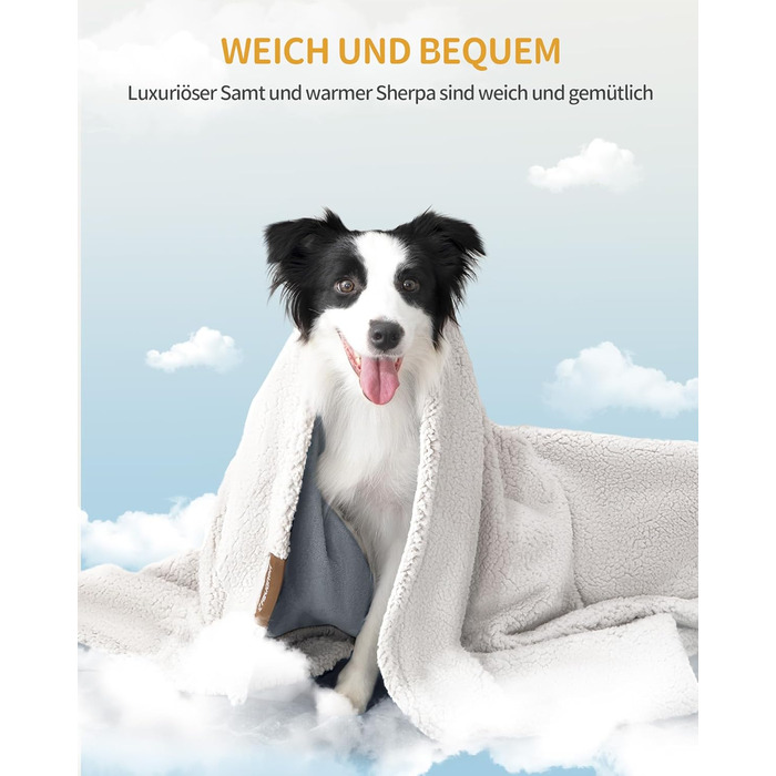 Водонепроникний коврик для собак та котів Hzuaneri, Sherpa Fleece, 150 x 127 см, сірий