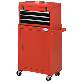 HOMCOM Lockable Toolbox with Steel Handle, Red, Ideal for Tools & Storage