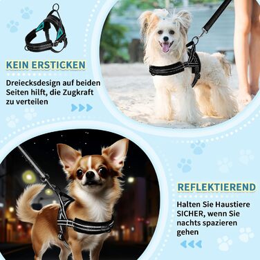 Шлейка для собак середнього та малого розміру з повідком, м'яка, не тягне, чорна, розмір S