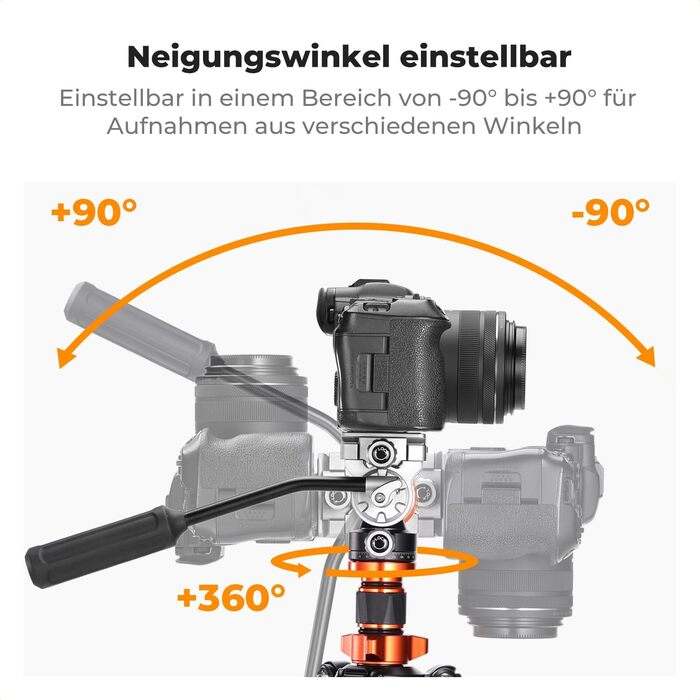 Штатив K&F Concept T254A7+BH-28L для камери: професійний, 230 см, з рідинною головкою