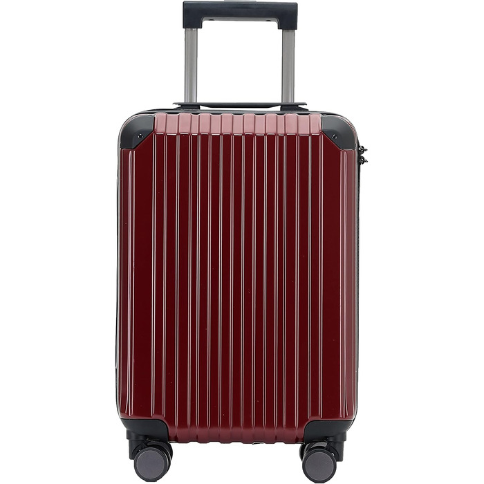 Чемодан з TSA замком, телескопічною ручкою, 4 колесами та жорстким корпусом (Вишневий, компактний)