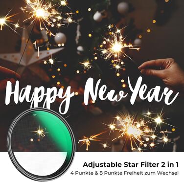 Фільтр-зірка K&F CONCEPT 52mm з 4/8 променями для ефектів зіркового світла (Nano-Klear)