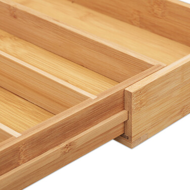 Relaxdays Extendable Bamboo Cutlery Box