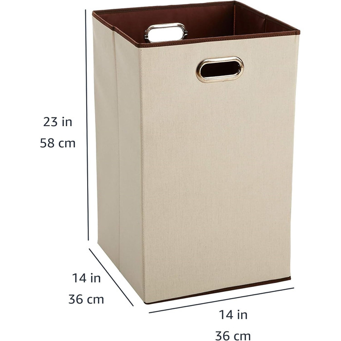 Amazon Basics - Rectangular Collapsible Laundry Basket, Beige, Brown