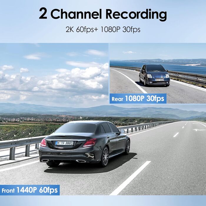 Відеореєстратор VIOFO A129 Plus Duo з двома камерами, GPS, WiFi, 2K (1440P) та 1080P, запис спереду та ззаду, моніторинг через додаток, G-сенсор, режим паркування, надсилання у випадку надзвичайної ситуації, Superkondensator