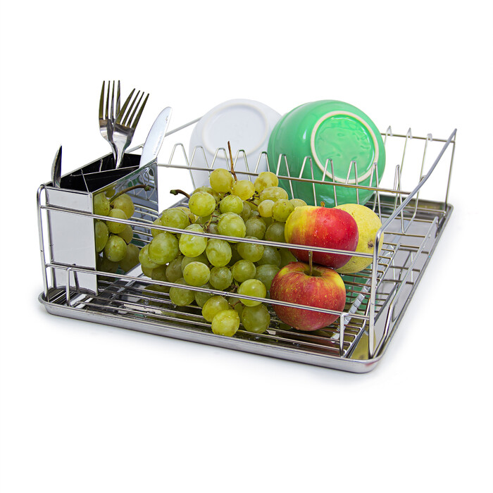 Relaxdays Dish Drainer with Cutlery Basket XL
