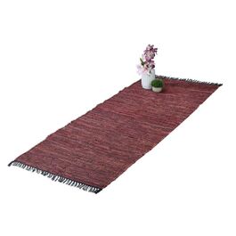 Relaxdays Leather and Cotton Patchwork Rug