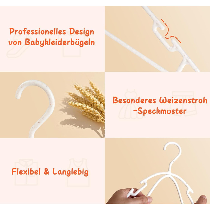 54 дитячі вішалки для одягу Ilauke з пшеничного соломи, 10,6 дюймів, для немовлят та дітей, економія місця, для зберігання дитячого одягу