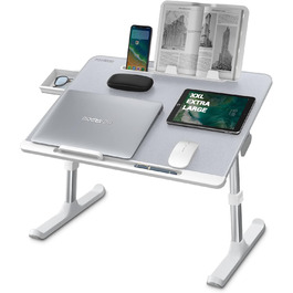 Столик для ноутбука NEARPOW на ліжко, XXL, регульований, з ящиком, сірий