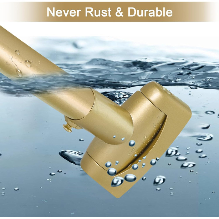 Вигнута штанга для душової завіси YNL, 89-203 см, золота, кругла, нержавіюча сталь, для ванної кімнати та ванни, регульована, розширювана, антикорозійна