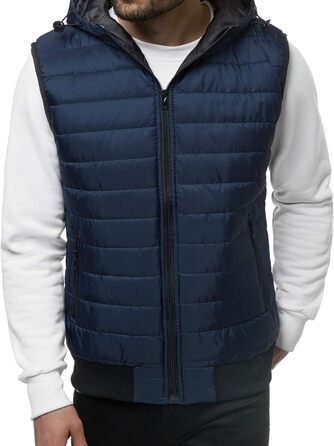 Чоловіча степкова жилетка OZONEEE з капюшоном, без рукавів, спортивна, для перехідного сезону, темно-синій (M)