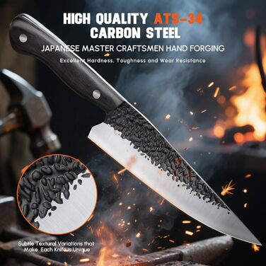 Ніж Santoku Purple Dragon професійний шеф-ніж з високоякісної вуглецевої сталі, 16.8 см (3 шт.)