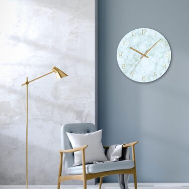 VIKMARI Glass Wall Clock Silent-Non Ticking Wall Clocks - Quality Quartz, Battery-Operated Round 12 Inch (Bracelet Style)