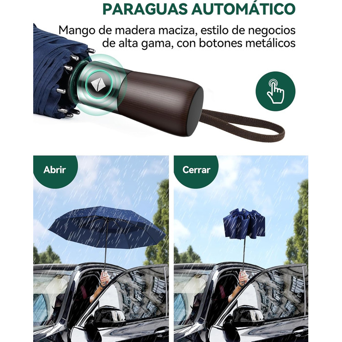 TECKNET Автоматичний парасолька, стійкий до вітру, легкий у використанні, синій