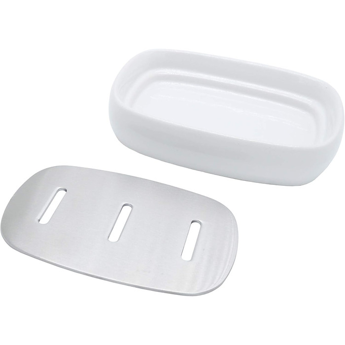 Миска для мила Lofekea з кераміки та нержавіючої сталі, двошарова мильниця для ванної та душу