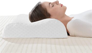 Good Night Memory Foam Pillow, Foam Cervical Orthopedic Neck Support, Ergonomic Head Pillow, Contoured Groove Pillow for Neck Pain, Side Sleepers (65 * 35 * 11/9cm)
